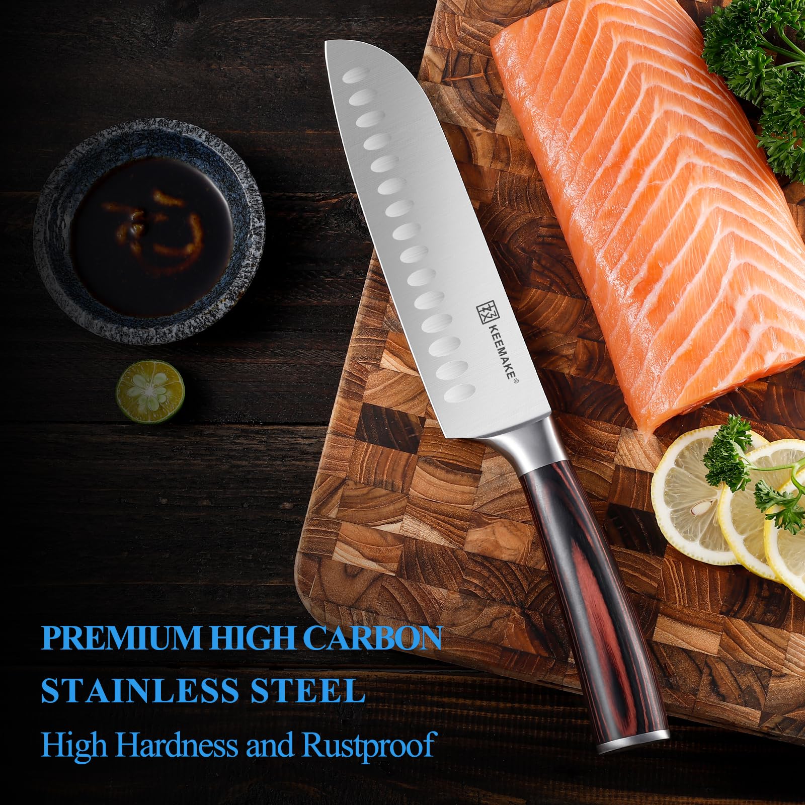 KEEMAKE Santoku ideal para cocinas domésticas y profesionales