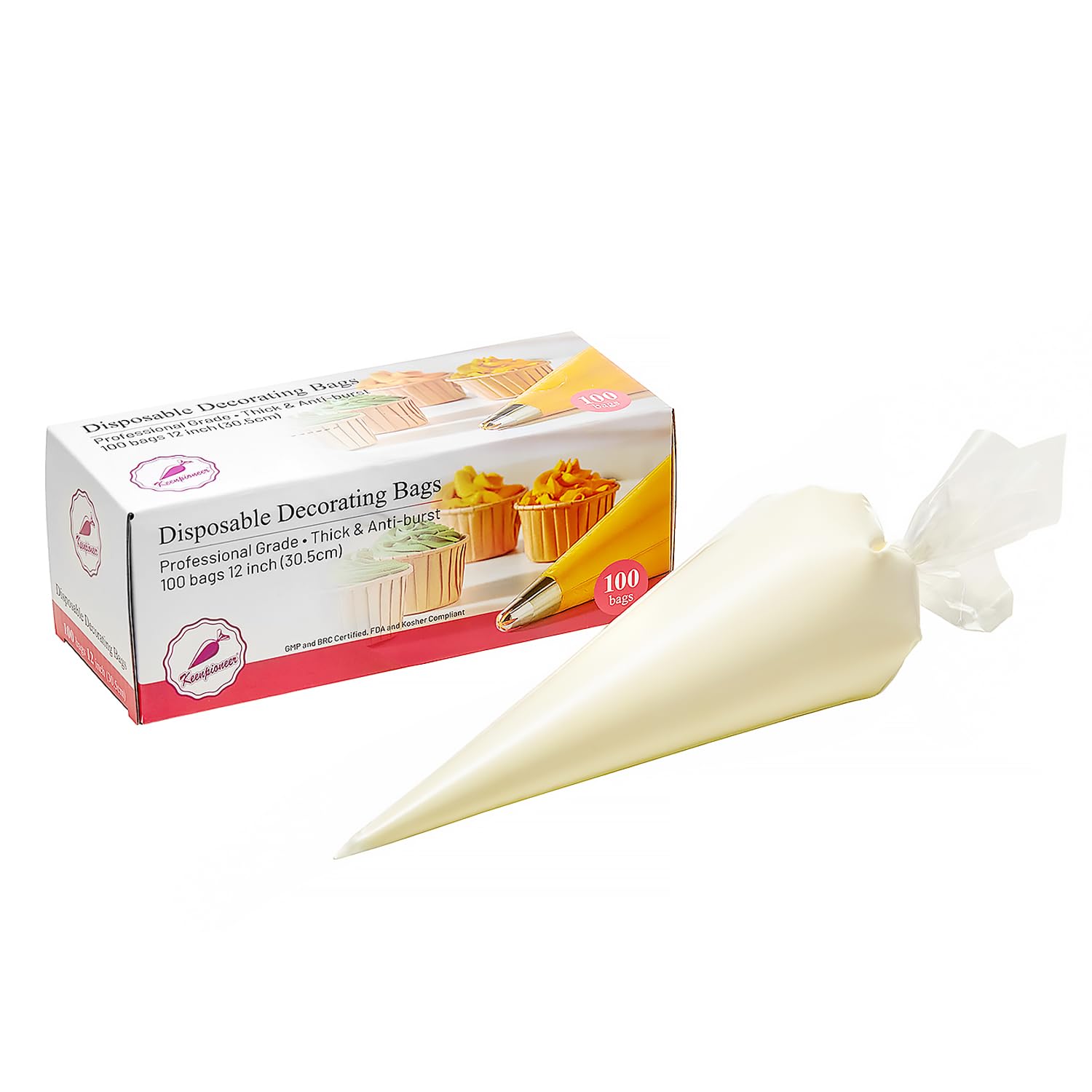 Keenpioneer bolsa-manga descartable 12 pulgadas transparente para glaseado limpio