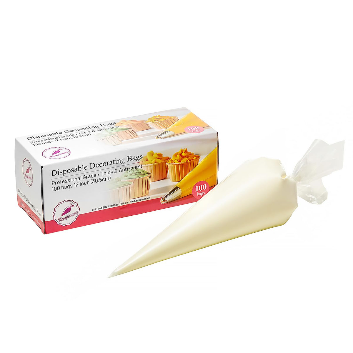 Keenpioneer bolsa-manga descartable 12 pulgadas transparente para glaseado limpio