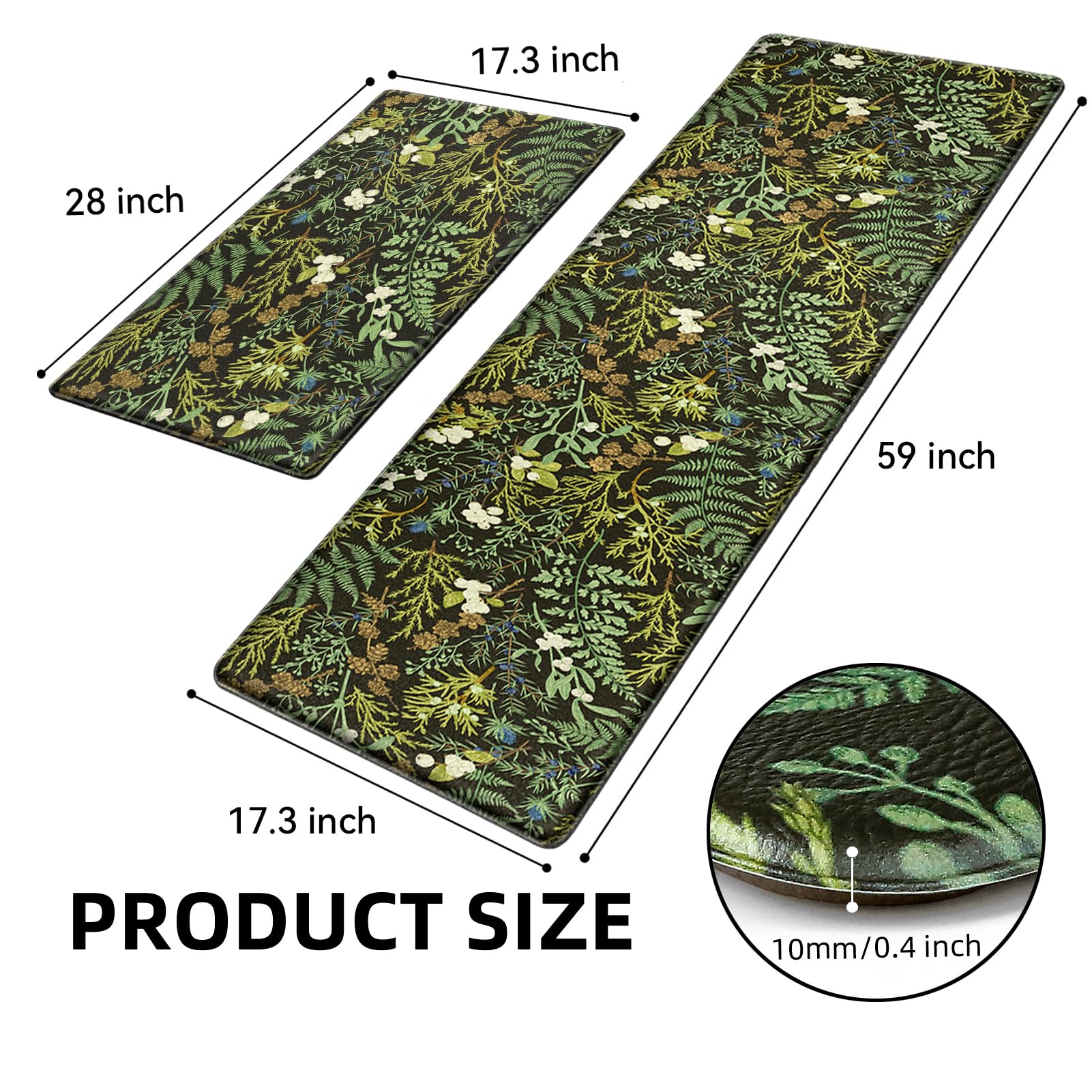 Keensoft alfombra cocina botanico con hojas, protege pies y rodillas al cocinar