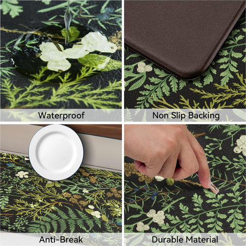 Keensoft tapete cocina botanico con hojas negras y verdes, duradero y lavable