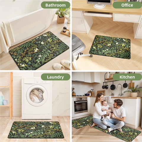 Keensoft juego de tapetes cocina hojas, antideslizantes y a prueba de manchas