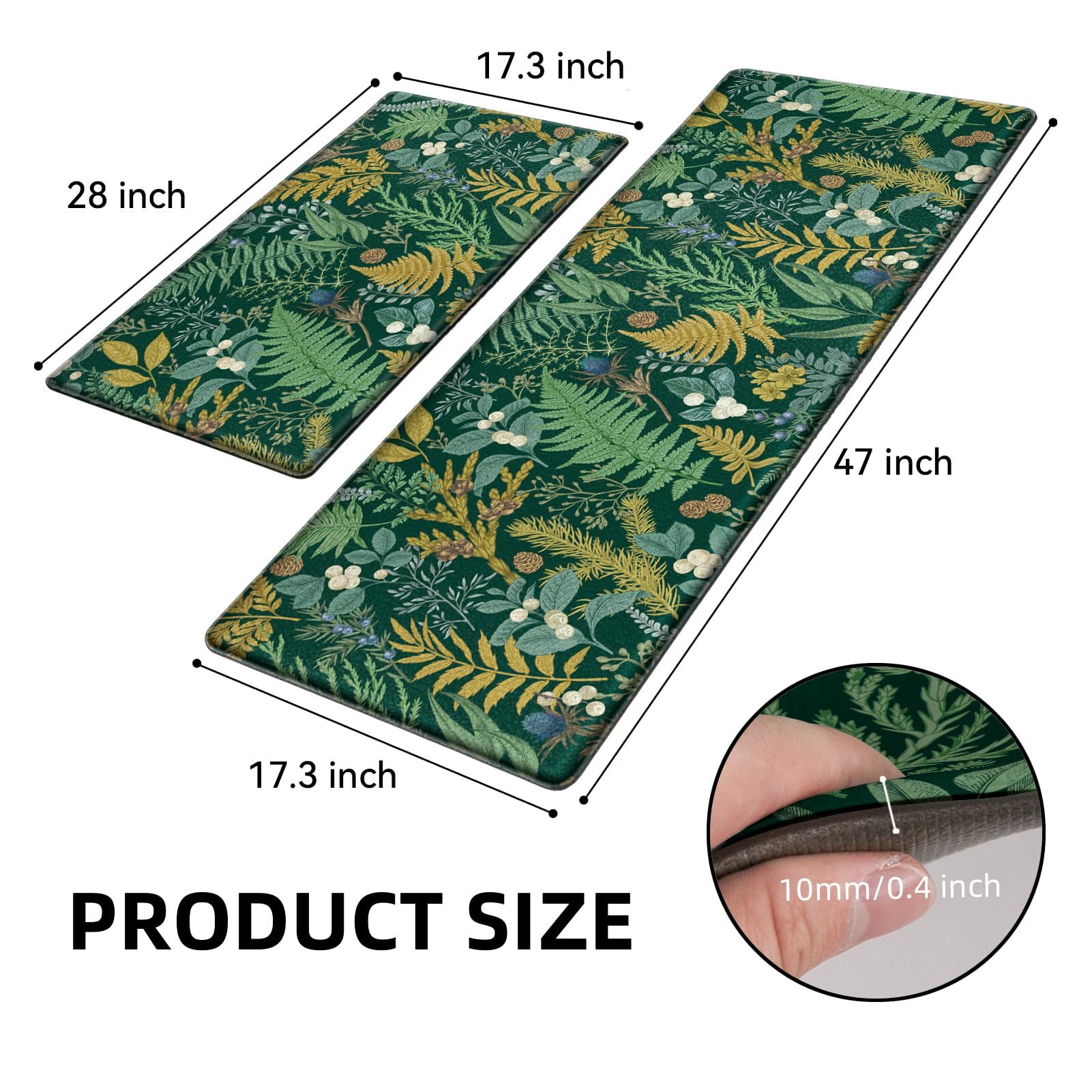 Alfombra keensoft verde 17-3x47, estilo botánico para la cocina y lavandería