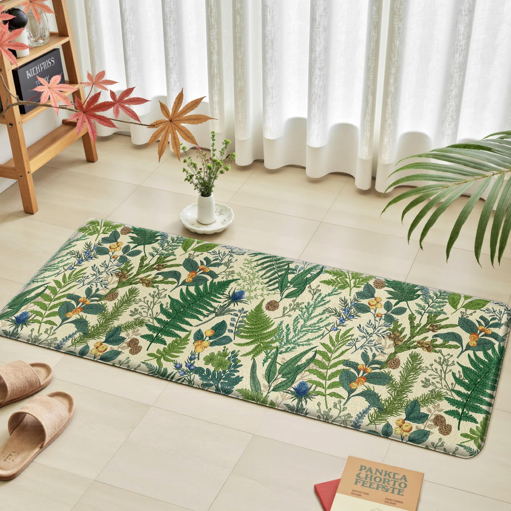 Keensoft alfombra botánica con respaldo antideslizante para seguridad en cocina