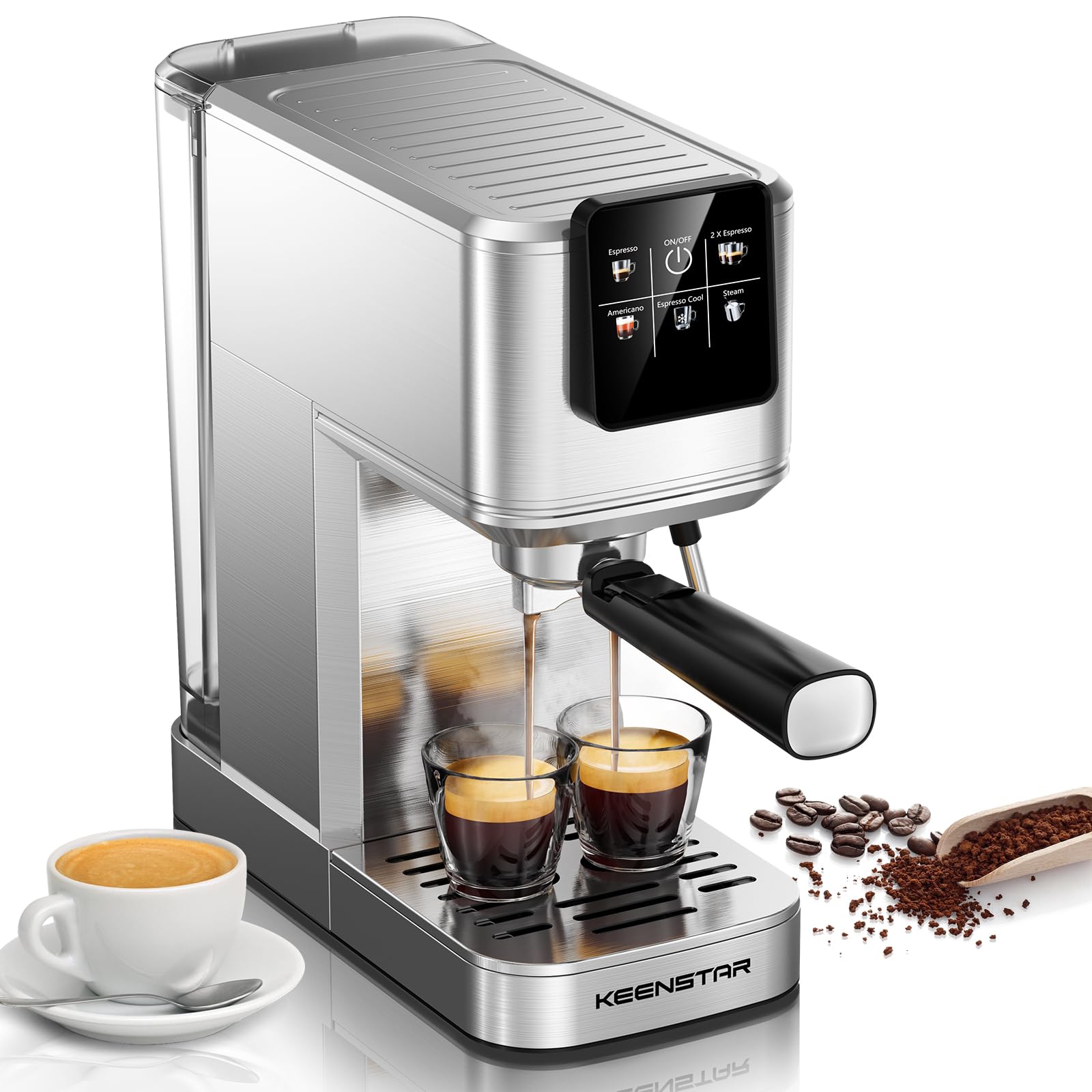 KEENSTAR espresso 20 bar: extracción profesional y aroma intensos en casa.