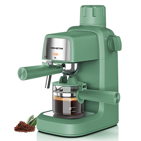 KEENSTAR cafetera espresso con 3.5 bares, vista frontal, diseño compacto para cocinas pequeñas.