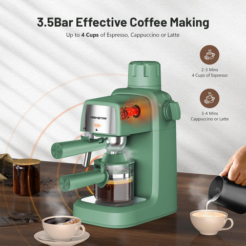 KEENSTAR cafetera espresso mando de operación claro para uso sencillo y rápido.