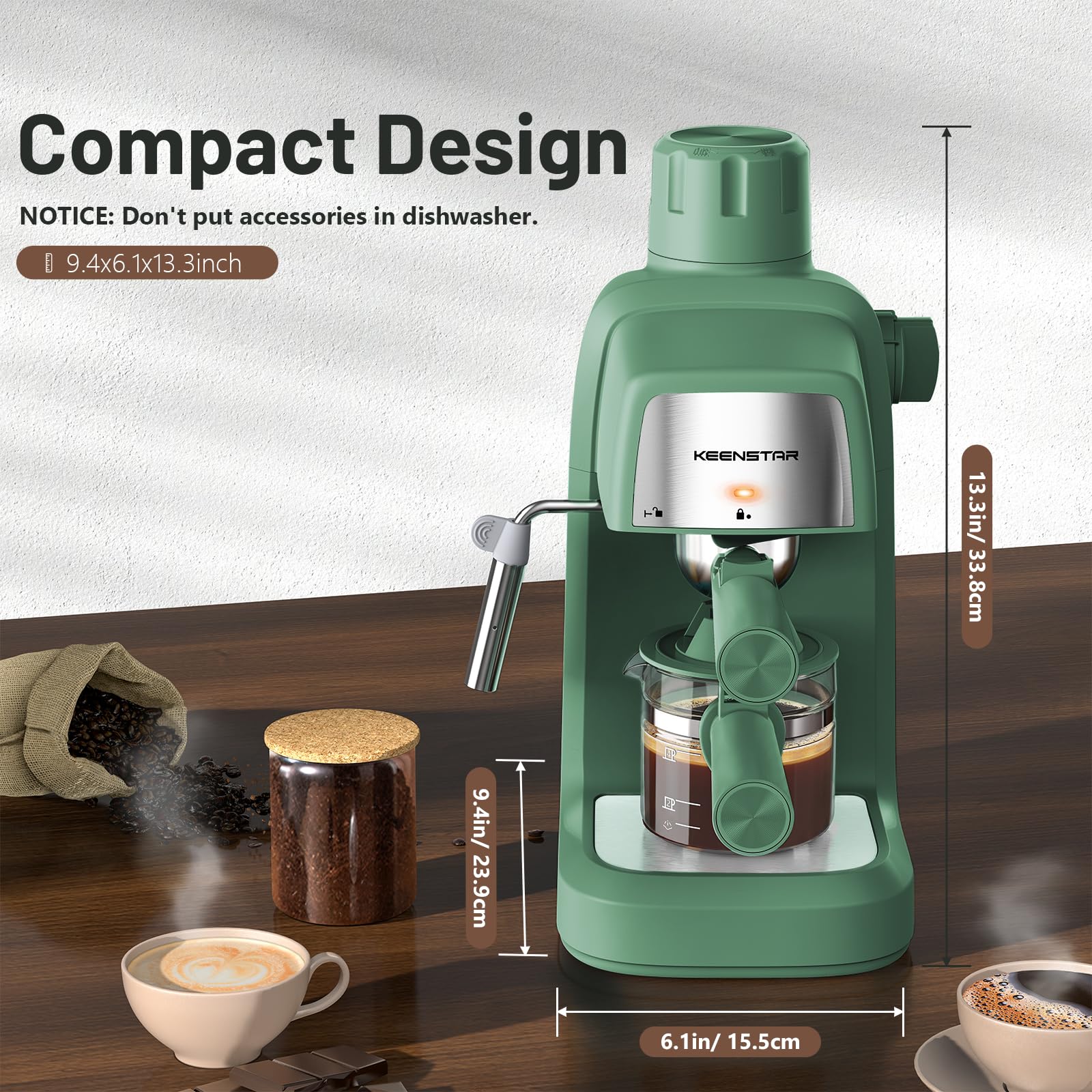 KEENSTAR cafetera espresso sin BPA, segura para familias.