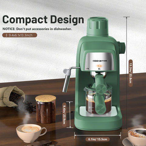 KEENSTAR cafetera espresso sin BPA, segura para familias.