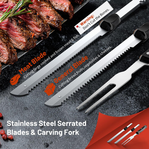 KEENSTAR cuchillo eléctrico con hojas serradas para pan y asados