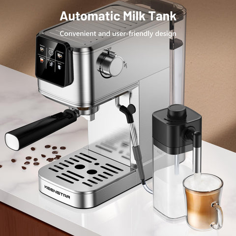KEENSTAR Espresso: espumador de leche potente para texturizar microespuma cremosa.