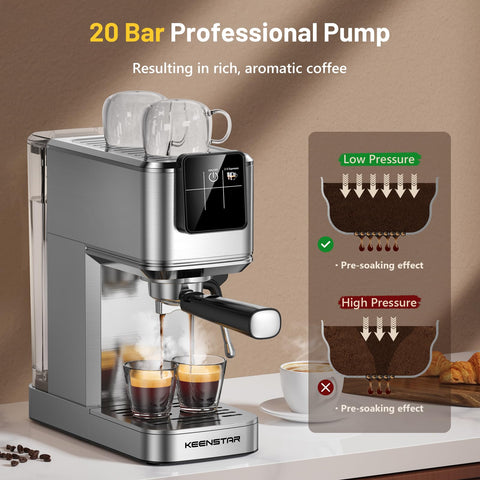 KEENSTAR Espresso: pantalla táctil facilita preparar espresso o café frío con un solo toque.