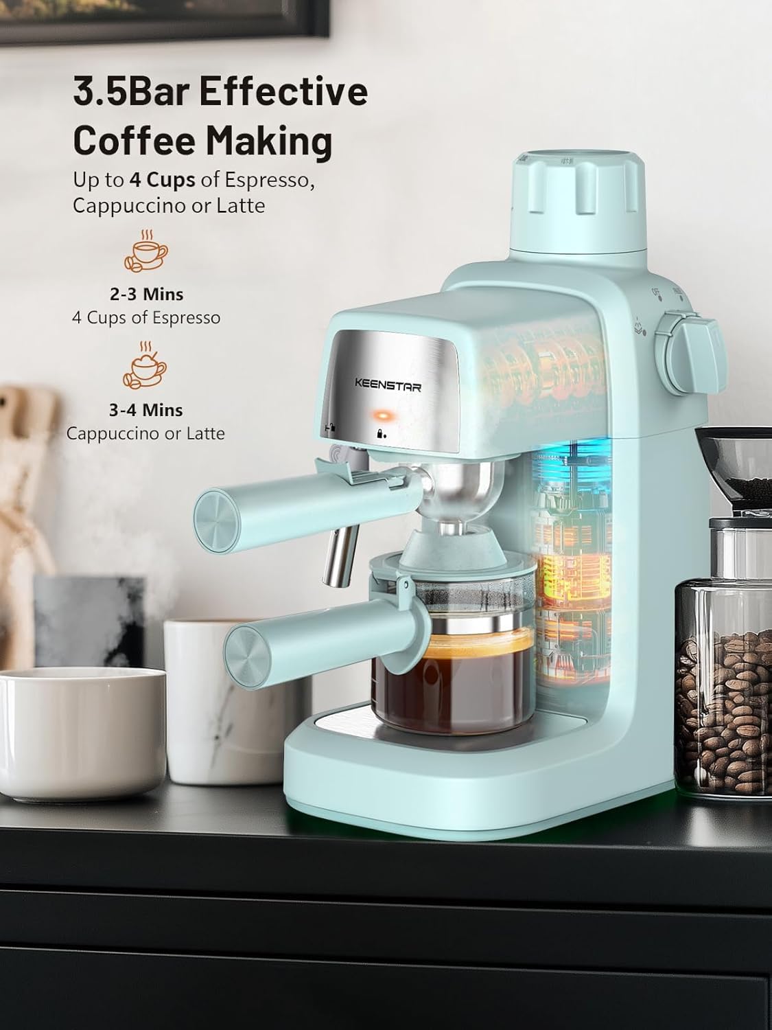 KEENSTAR espumador-leche-800w para cappuccinos cremosos.