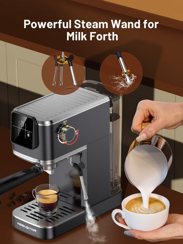 KEENSTAR Lanza de vapor para leche cremosa y arte en latte.