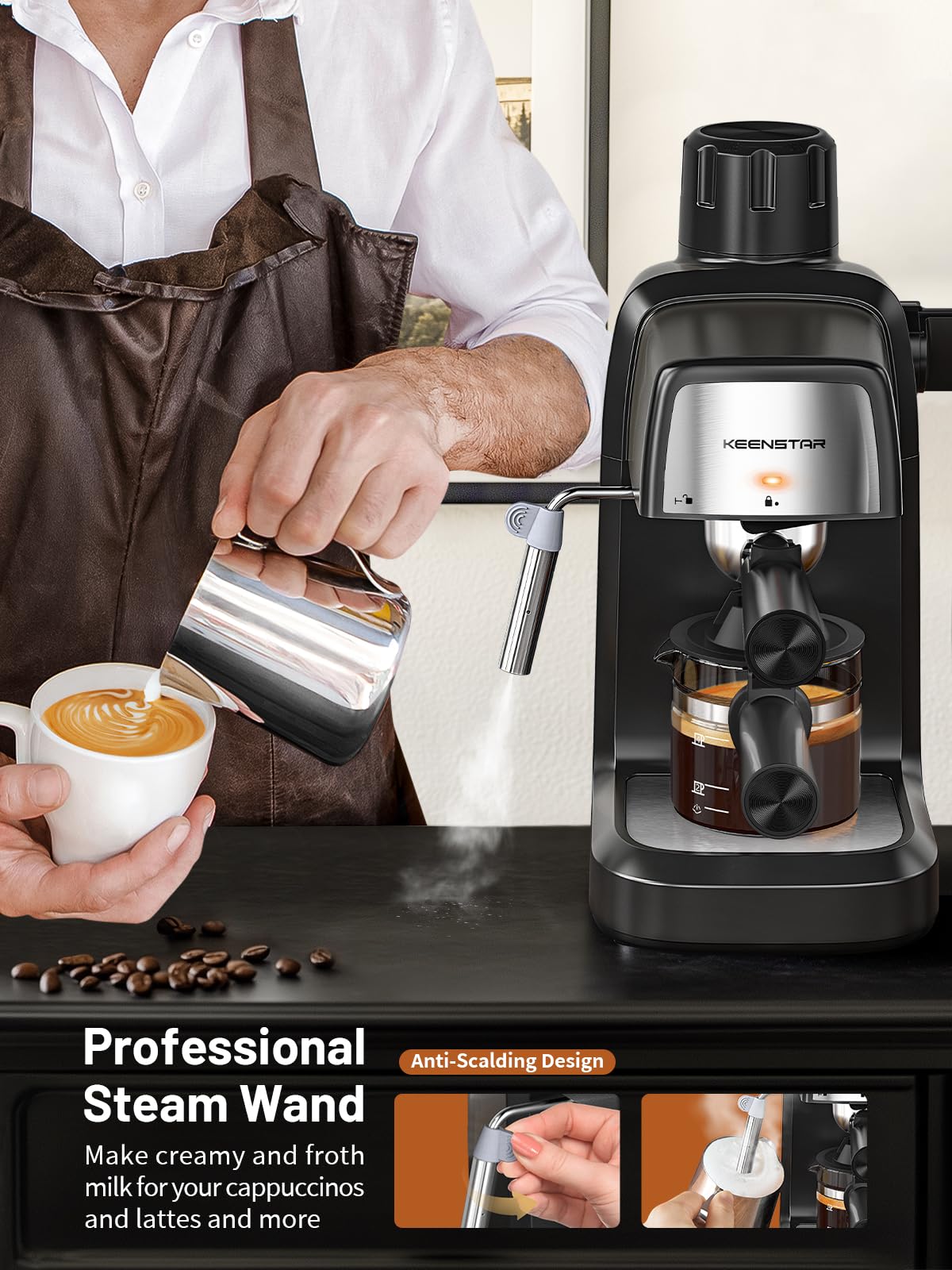 KEENSTAR 3.5B vaporizador de leche para cappuccinos cremosos.