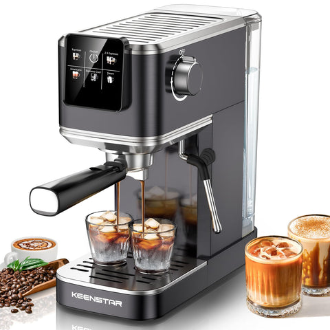 KEENSTAR Máquina de espresso 20 bares con extracción intensa para espresso aromático.
