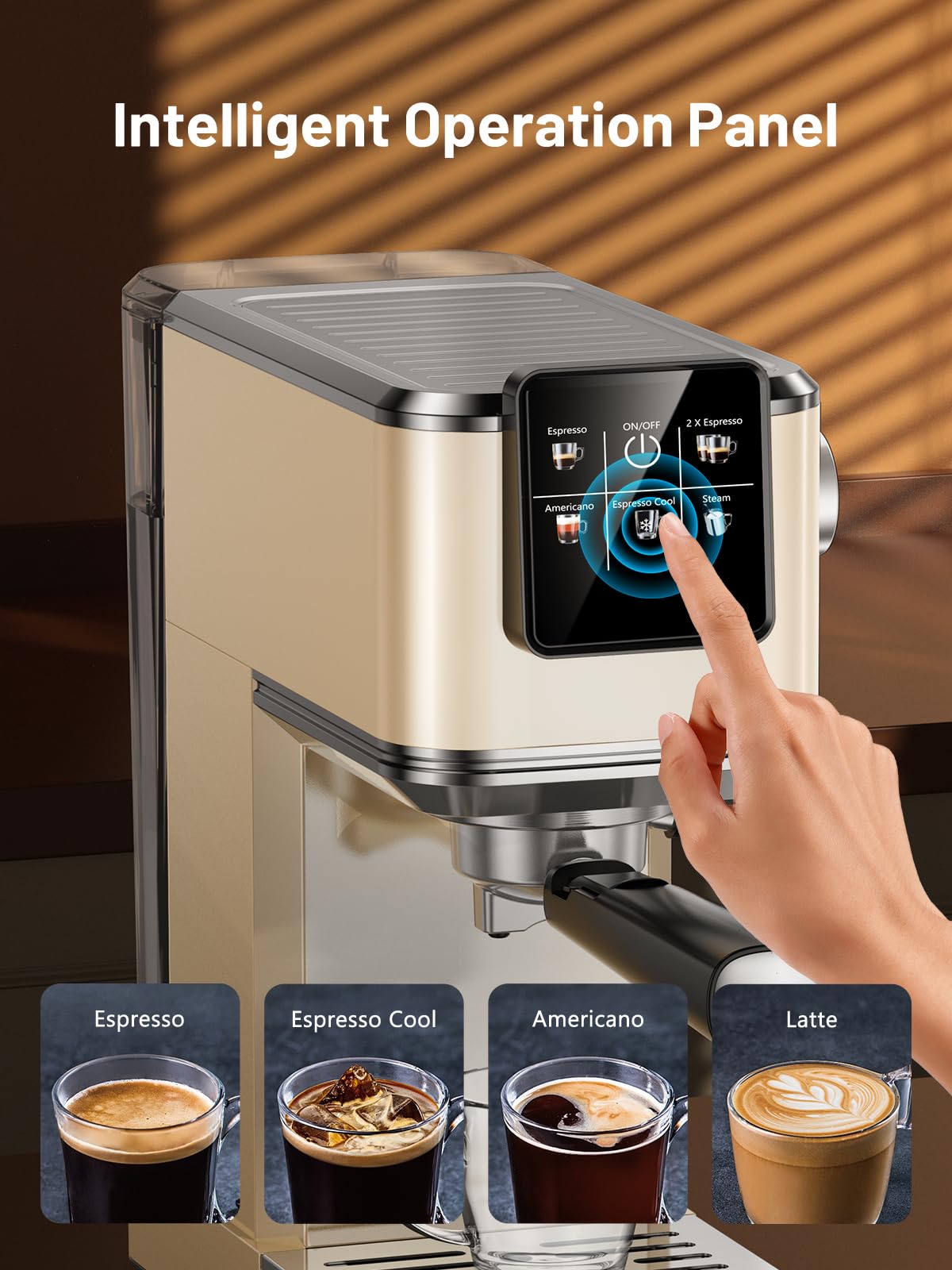 KEENSTAR pantalla táctil intuitiva para seleccionar bebidas.