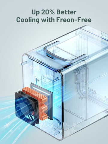 KEENSTAR refrigerador mini eficiente en energía con tecnología termoeléctrica.