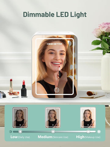 KEENSTAR refrigerador mini interior con estantes removibles para organización de cosméticos.