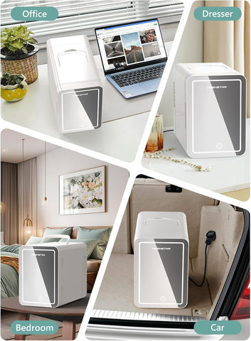 KEENSTAR refrigerador mini con panel táctil LED para ajuste rápido.