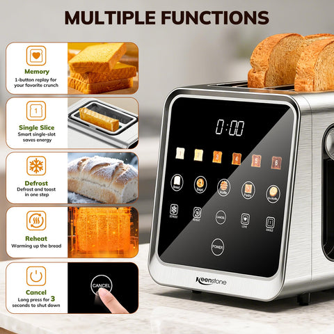Keenstone Tostadora 2 Rebanadas con tecnologia de identificacion del pan