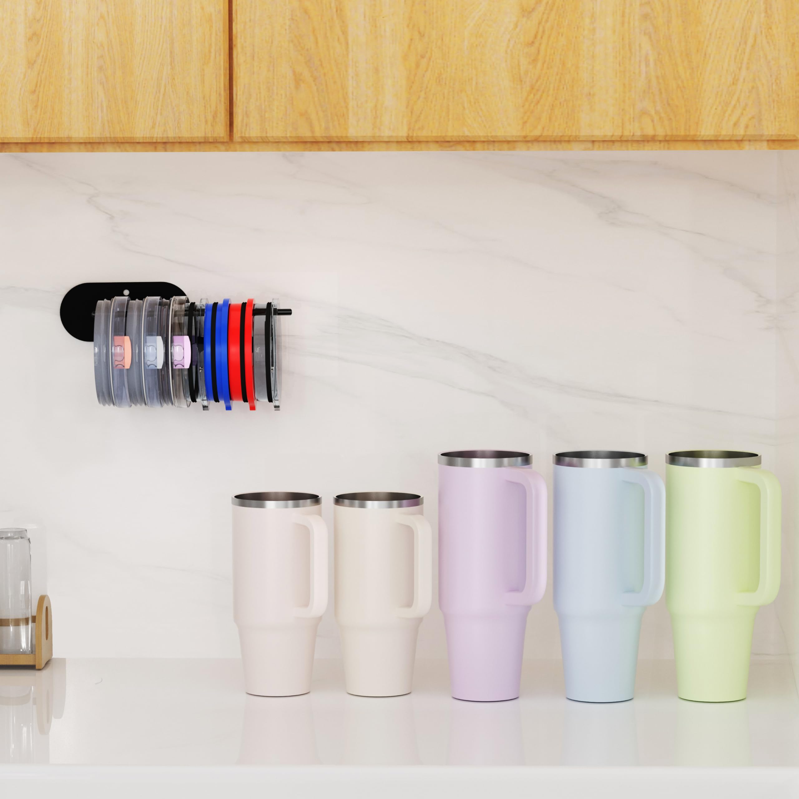 Keepamor conjunto de tapas para tumbler en cocina, fácil reemplazo y acceso.