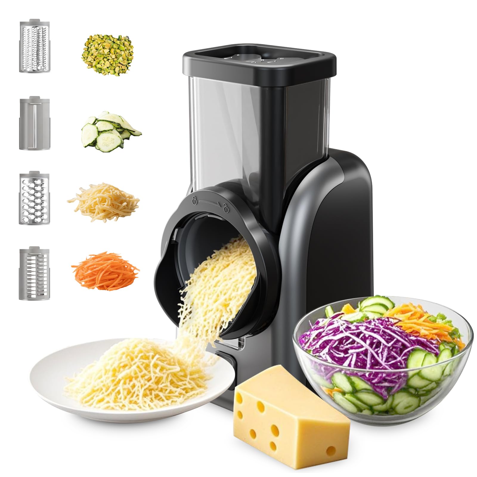 Rallador eléctrico Keerain para queso, rápido y eficiente en la cocina.