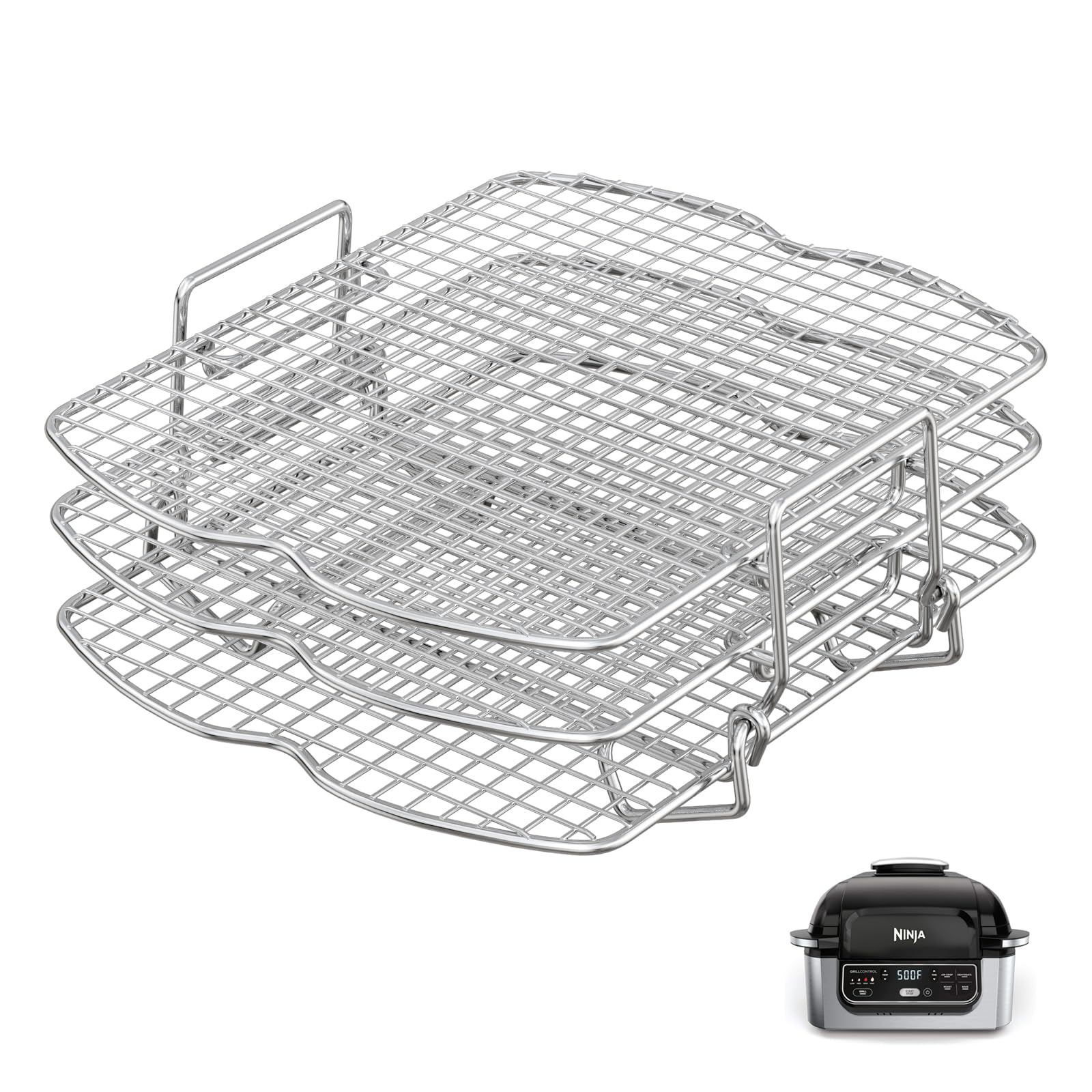 KEESHA Ninja AG300 rack de tres capas apilables para cocinar varias piezas.
