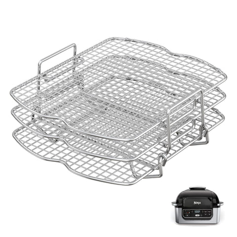 KEESHA Ninja AG300 rack de tres capas apilables para cocinar varias piezas.