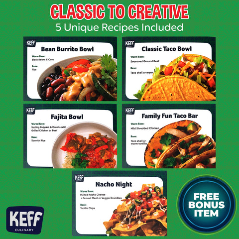 KEFF tarjetas recetas tacos, inspiración para crear combinaciones deliciosas