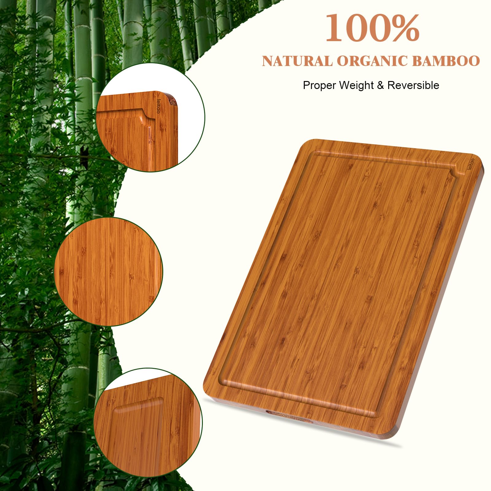 KEGDAN tablero de bambú natural con aceite apto para alimentos, duradero.