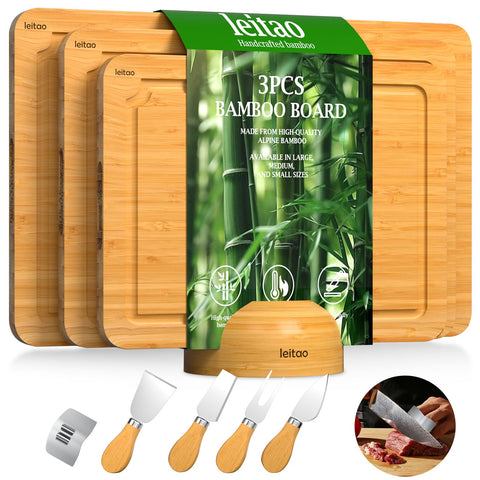 KEGDAN tabla de cortar bambú grande, ideal para asados y grandes ingredientes.