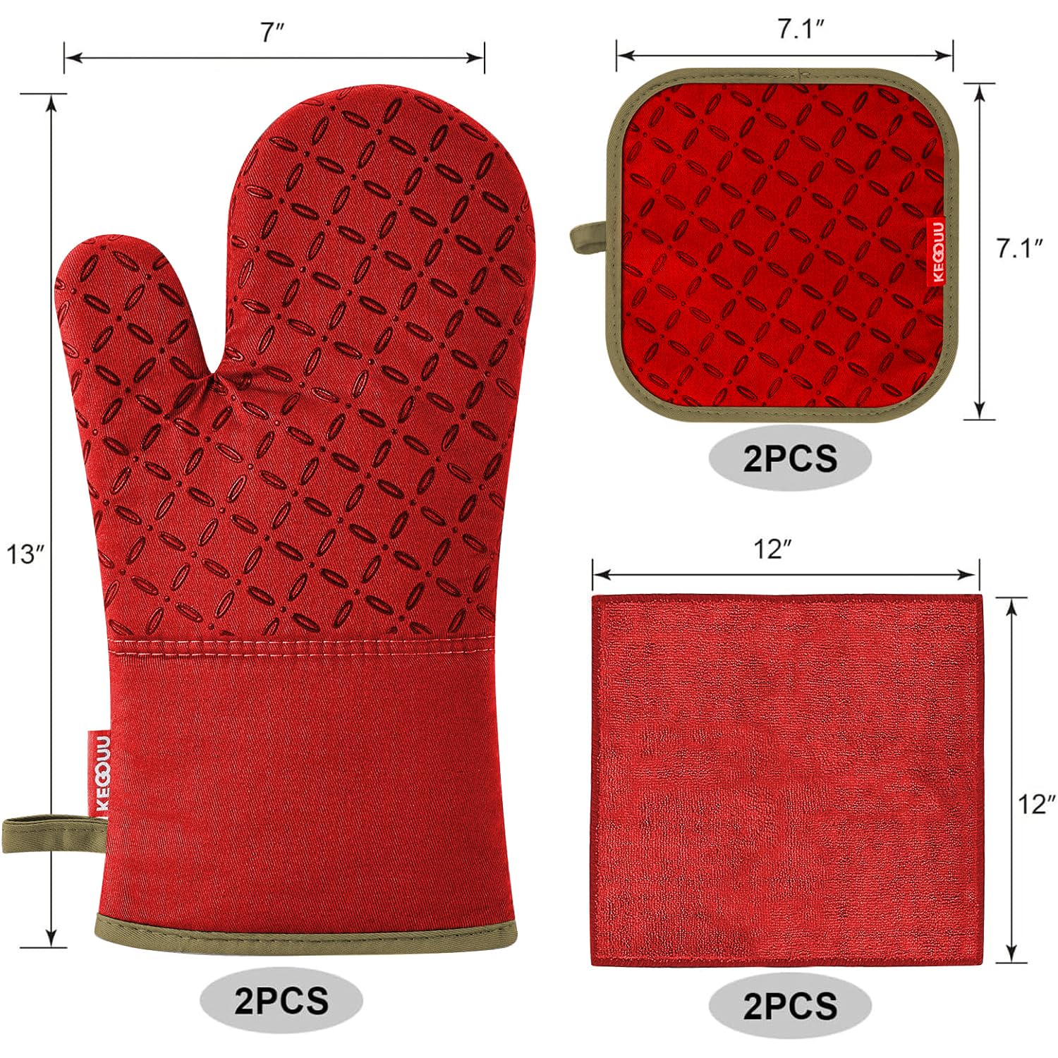Guantes KEGOUU de cocina, algodón suave para un tacto cómodo durante la cocción.