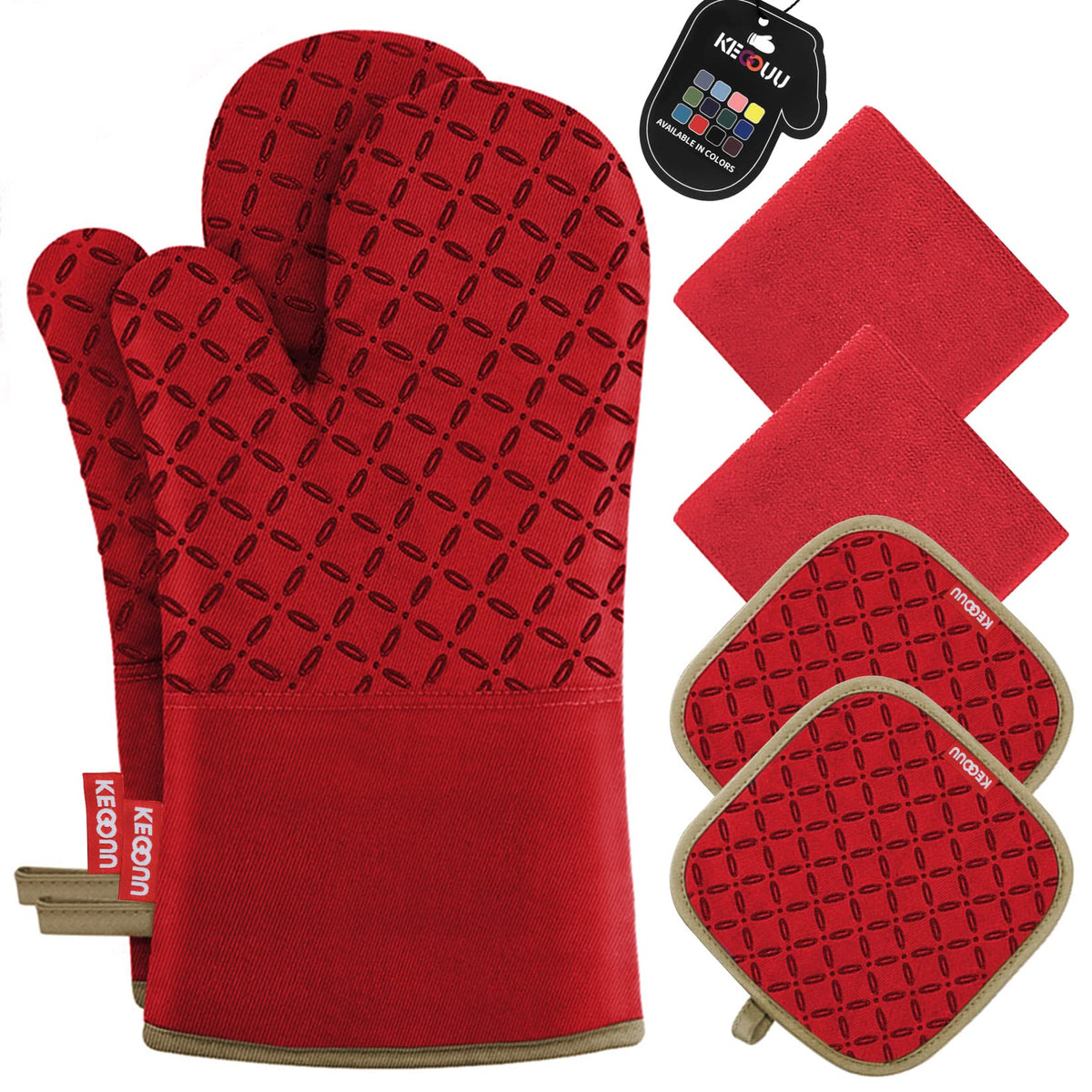 Guantes KEGOUU de cocina con silicona antideslizante para manejar ollas calientes.