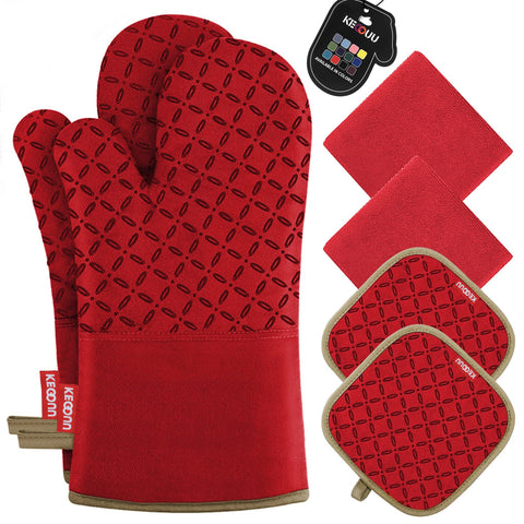 Guantes KEGOUU de cocina con silicona antideslizante para manejar ollas calientes.