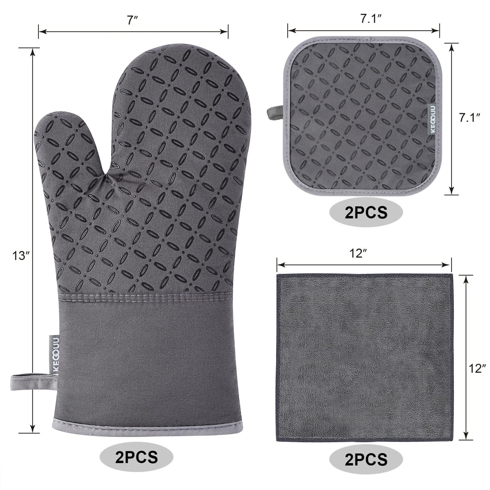 KEGOUU protectores horno 7 x 7, superficie antideslizante para agarre seguro
