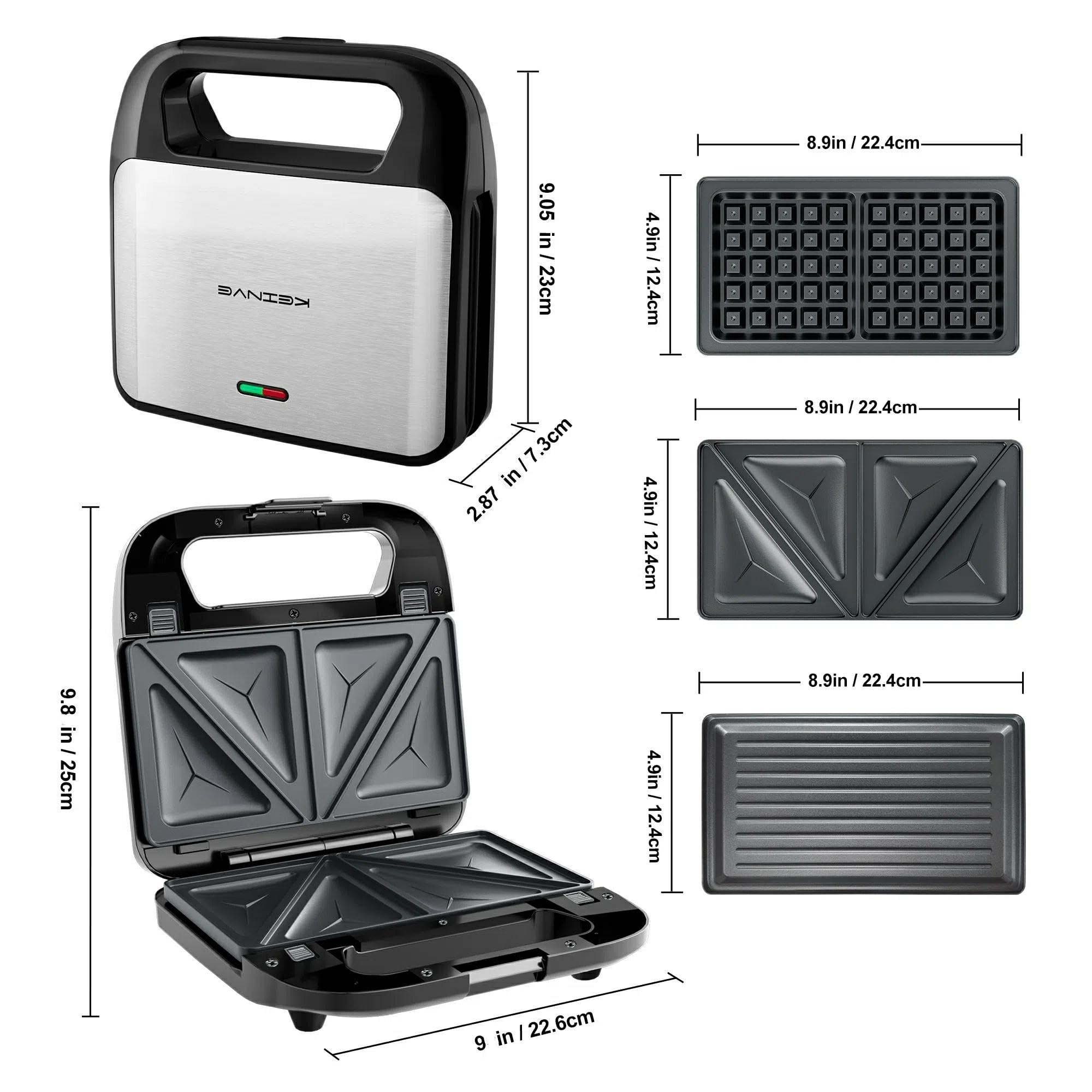 KEINVE gofrera con placas desmontables para gofres crujientes.