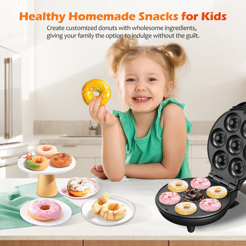 KEINVE Mini Donas Waffle Cake Maker, cocción rápida para desayunos y meriendas.