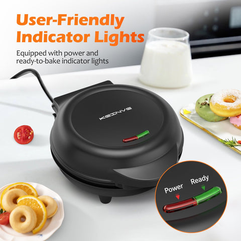 KEINVE Mini Donas Waffle Cake Maker, limpieza fácil para uso diario.