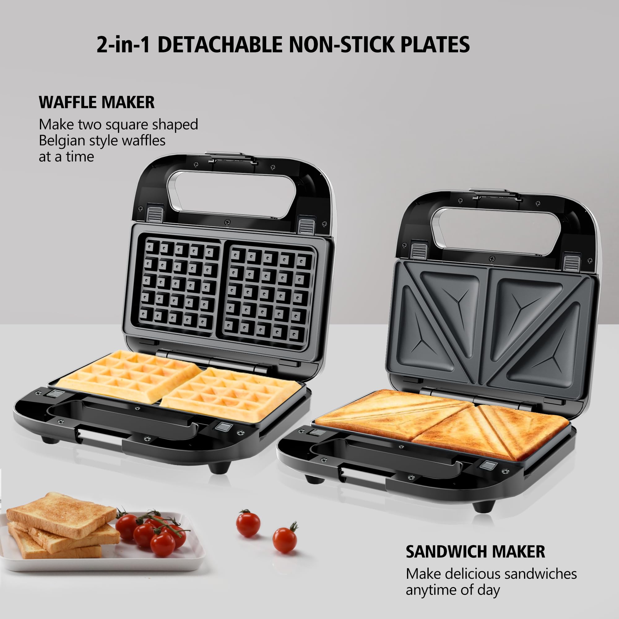 KEINVE prensa para panini con placas desmontables para sándwich dorado.
