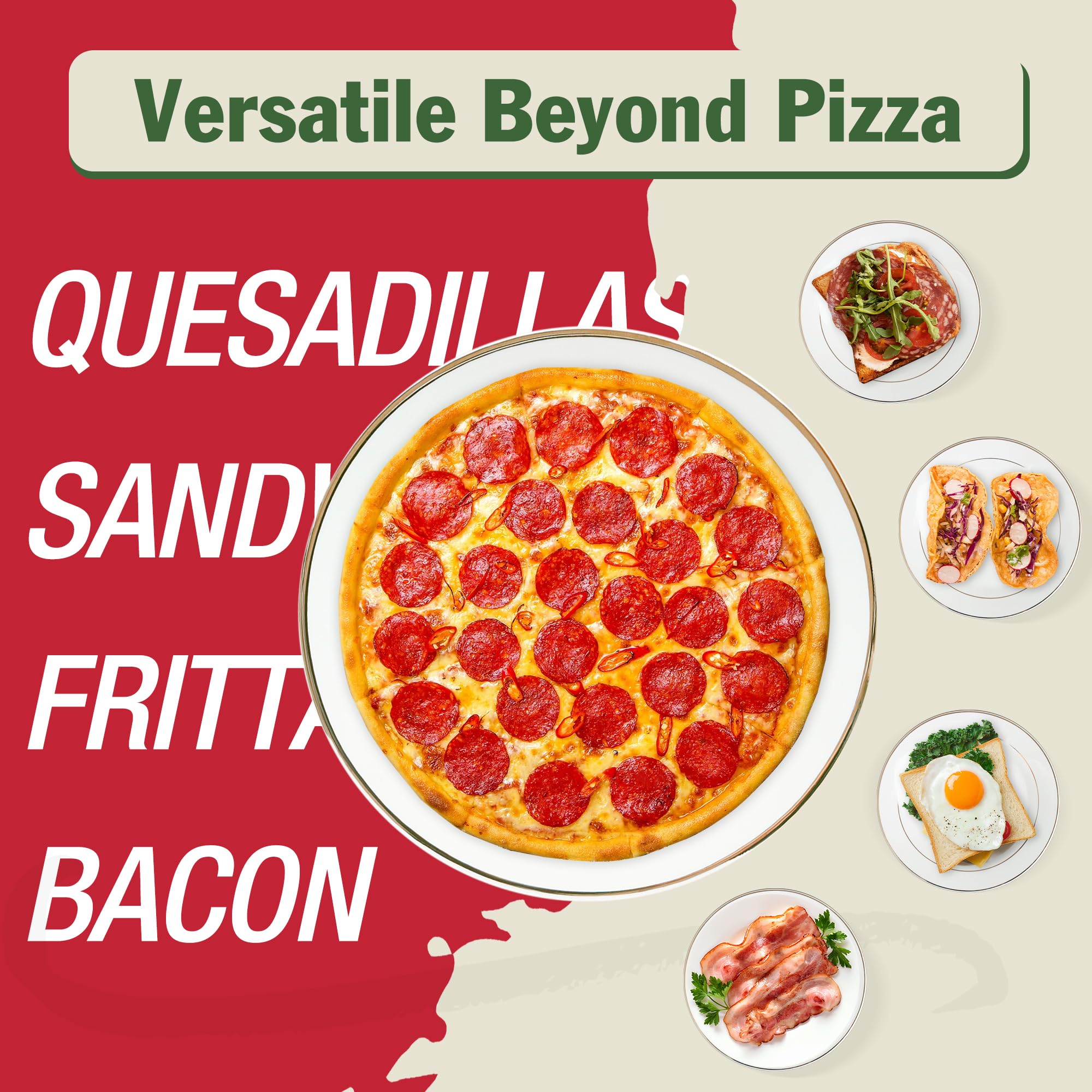 KEINVE parrilla para pizza diseño retro añade estilo y utilidad al mostrador.