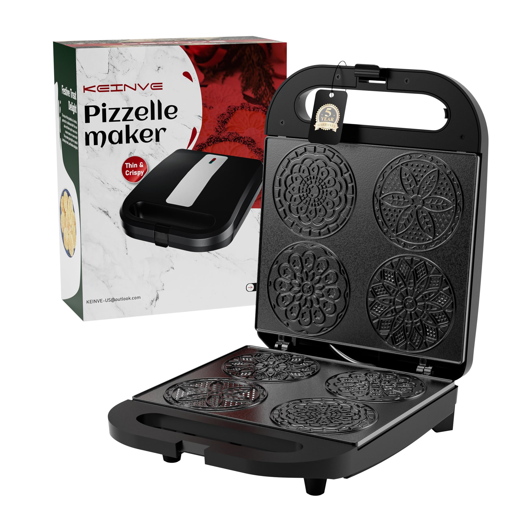 KEINVE pizzelle con recubrimiento cerámico para cocción más duradera