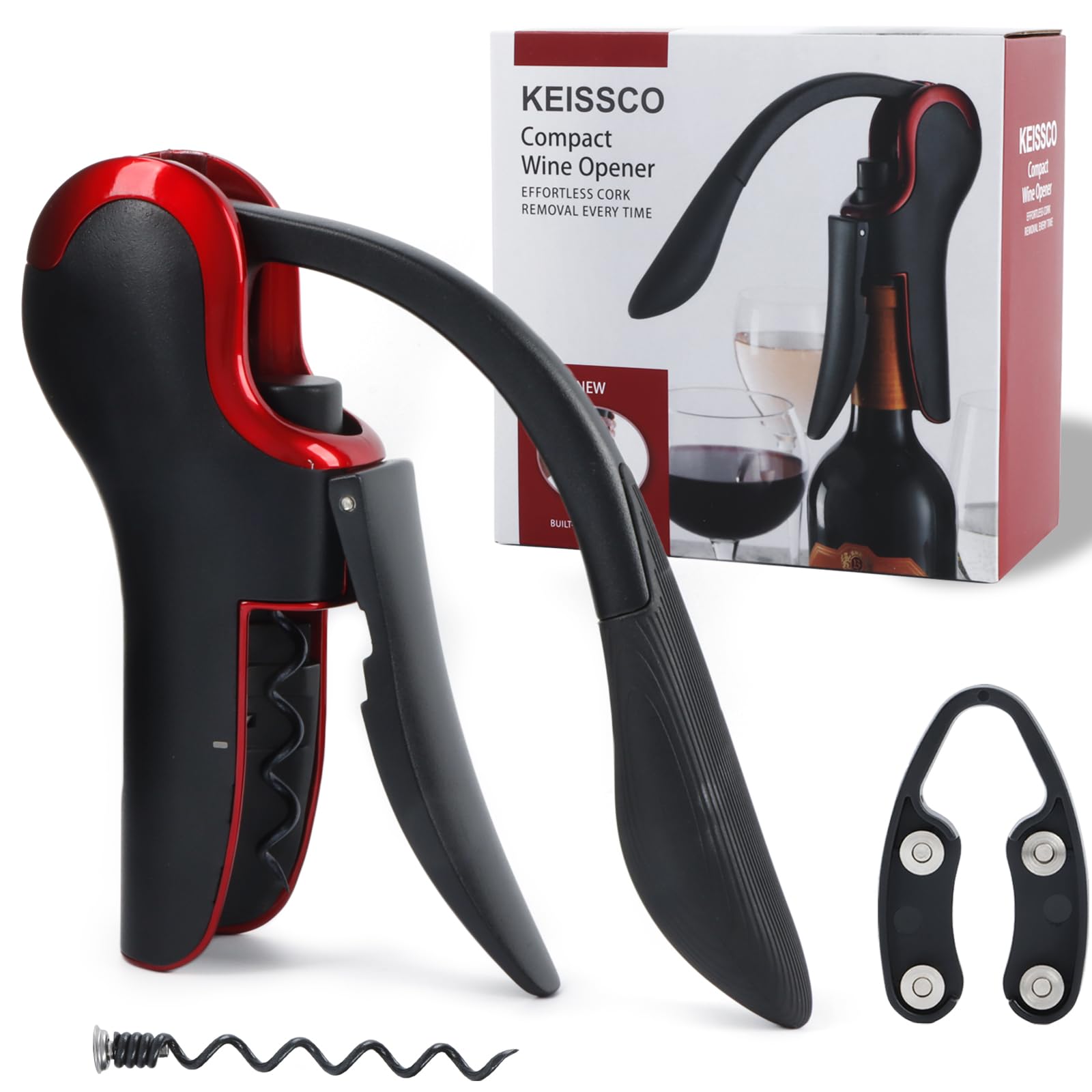 KEISSCO abridor-vino-palanca-apertura-precisa ofrece control al servir.
