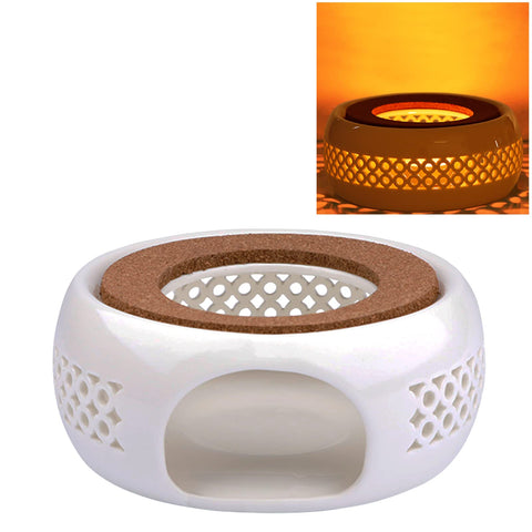 KEISSCO calentador de tetera cerámico con cojin de corcho, ideal para calor estable.