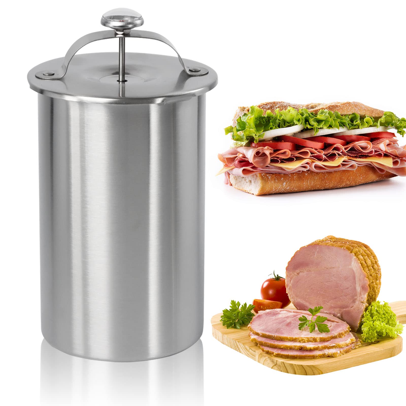 KEISSCO Ham Maker, prensa de jamón en acero inoxidable, ideal para preparar embutidos caseros.
