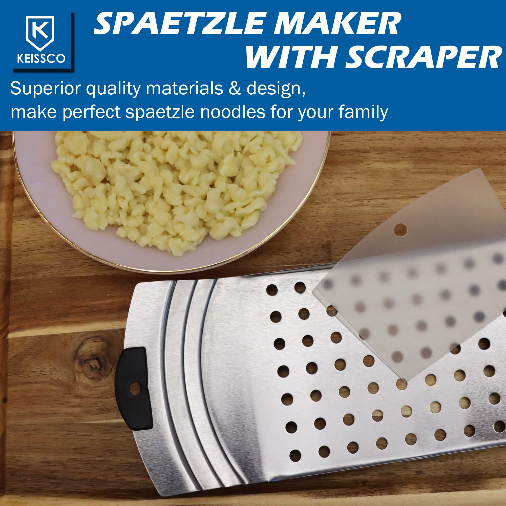 KEISSCO utensilio lavable en lavavajillas, limpieza sin esfuerzo tras cocinar.