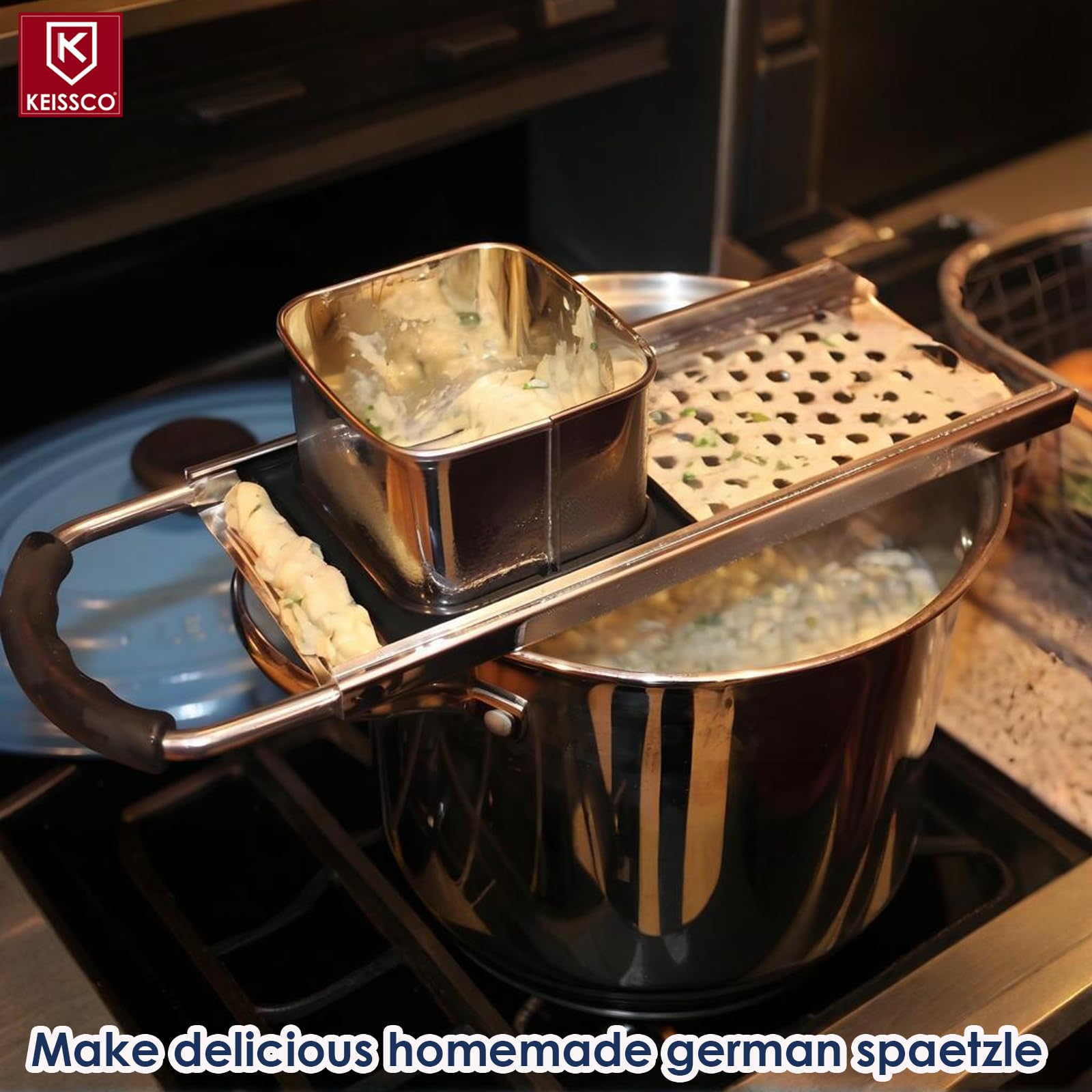 KEISSCO spaetzle maker con caja de masa integrada para batir