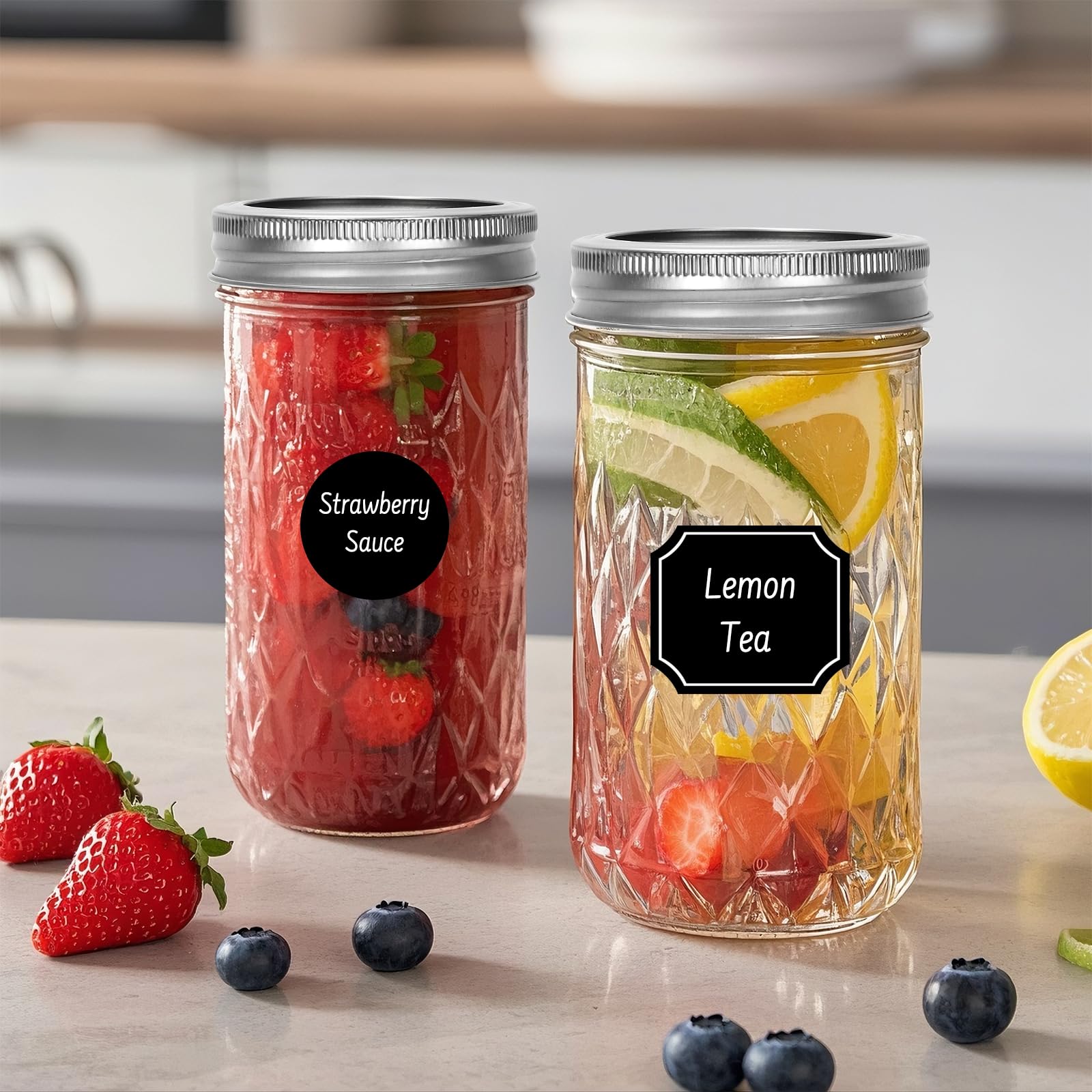 Keketin frascos mason vidrio grueso, libre de BPA para alimentos seguros.