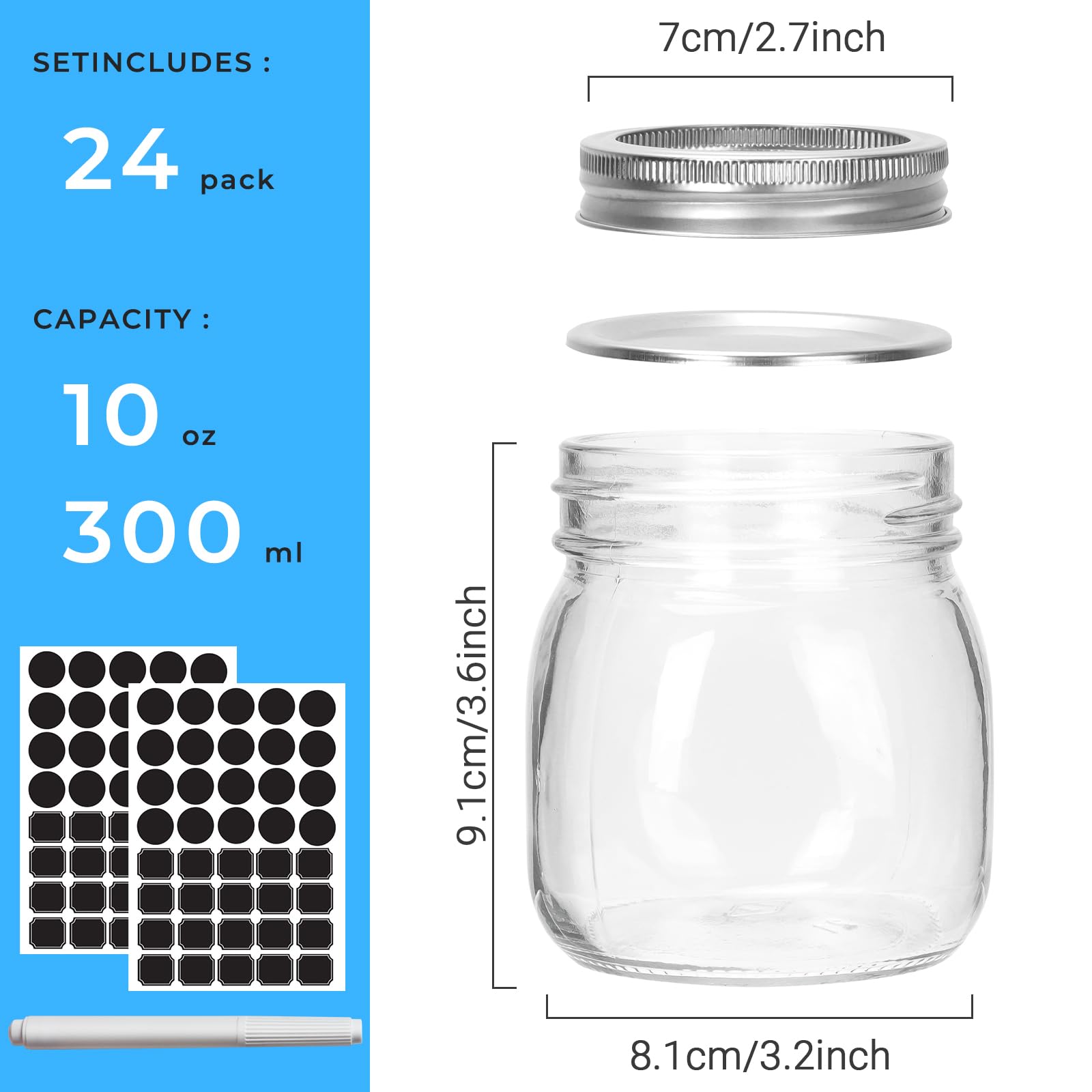 Keketin frascos de 300 ml con boca regular para ingredientes