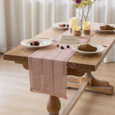 Camino de mesa rosa Keketoarrange para bodas, elegancia rústica